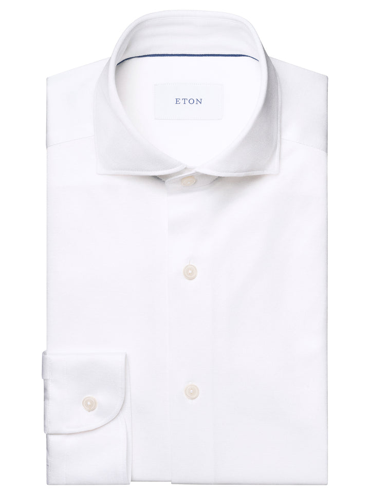 Eton Filo di Scozia Jersey Shirt Casual Fit – Wit-100% katoen-HEREN SHIRTS-Wit
