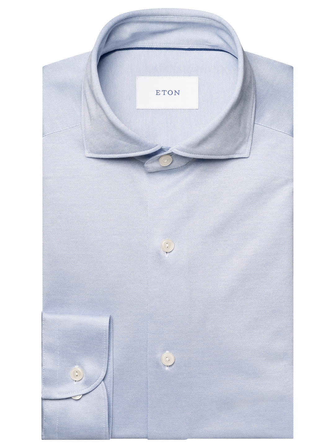 Eton Filo di Scozia Knit Shirt Casual Fit  – Blauw-100% katoen-HEREN SHIRTS-Blauw