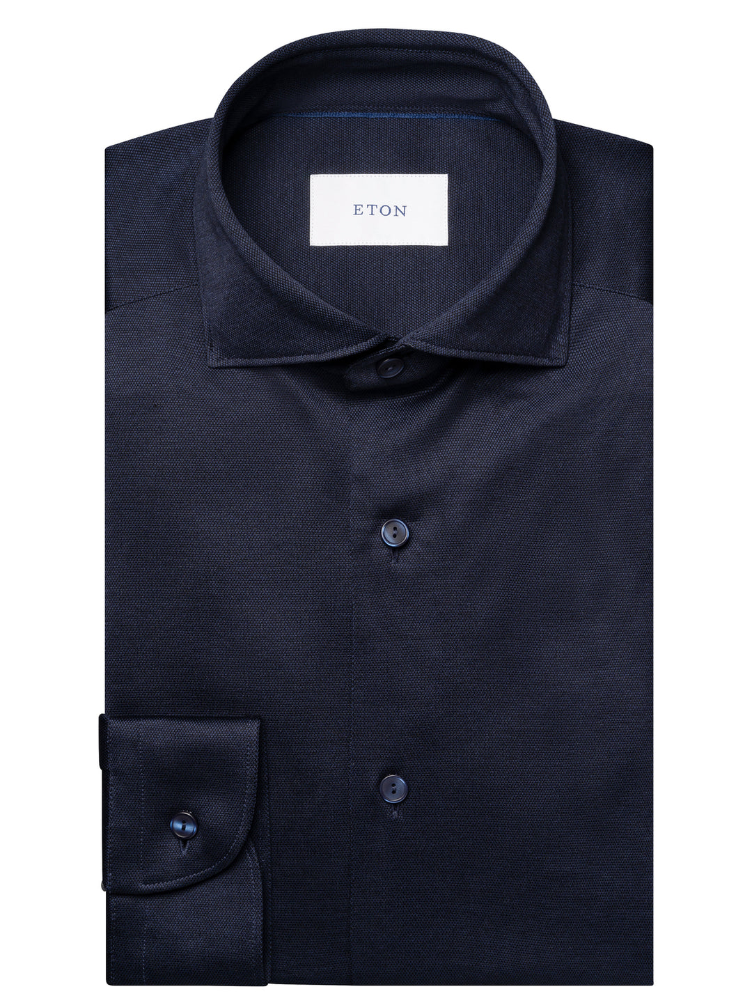 Eton Filo di Scozia Knit Shirt Casual Fit  – Blauw-100% katoen-HEREN SHIRTS-Blauw