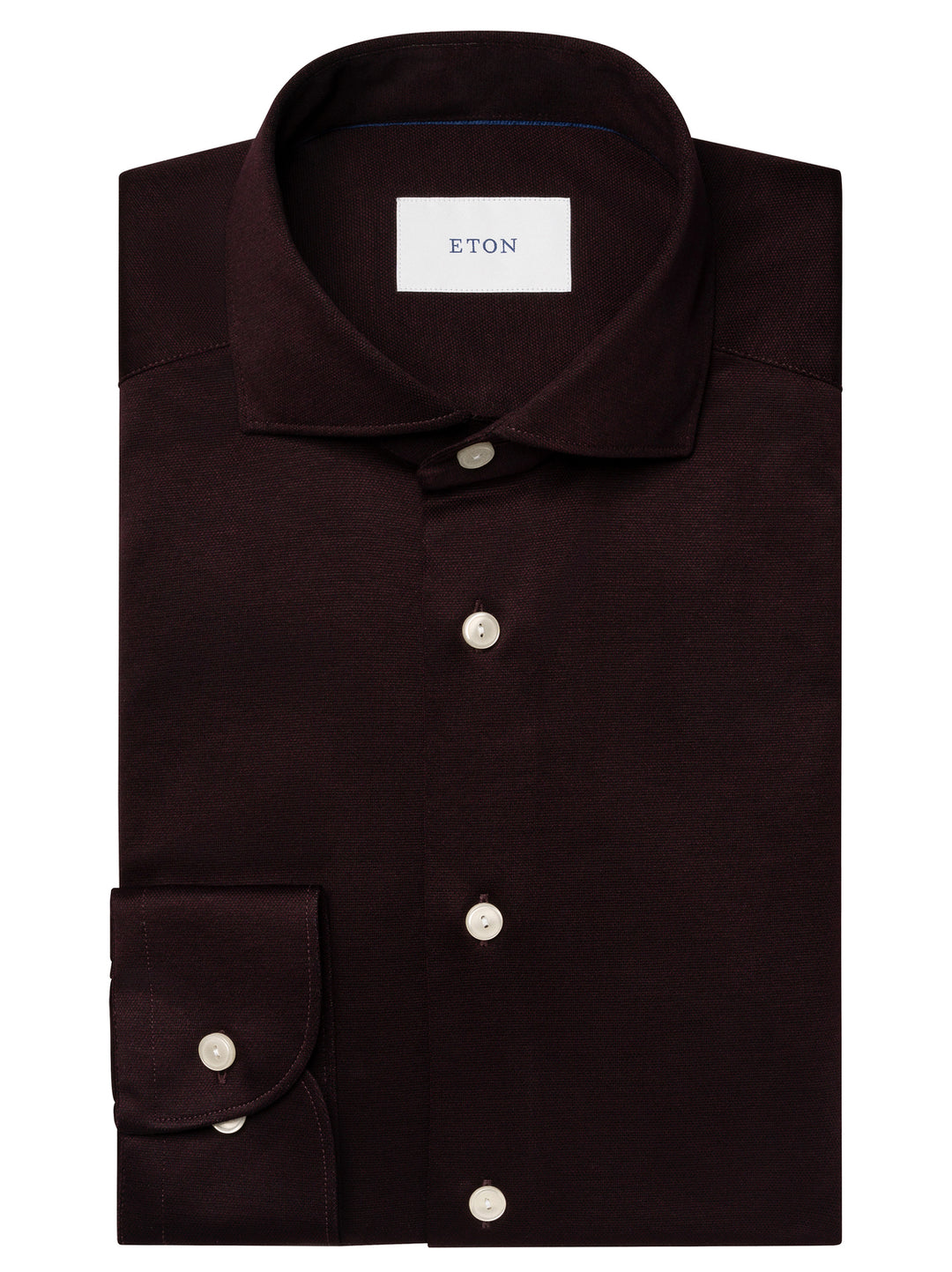Eton Filo di Scozia Knit Shirt Contemporary Fit-100% katoen-HEREN SHIRTS-Rood