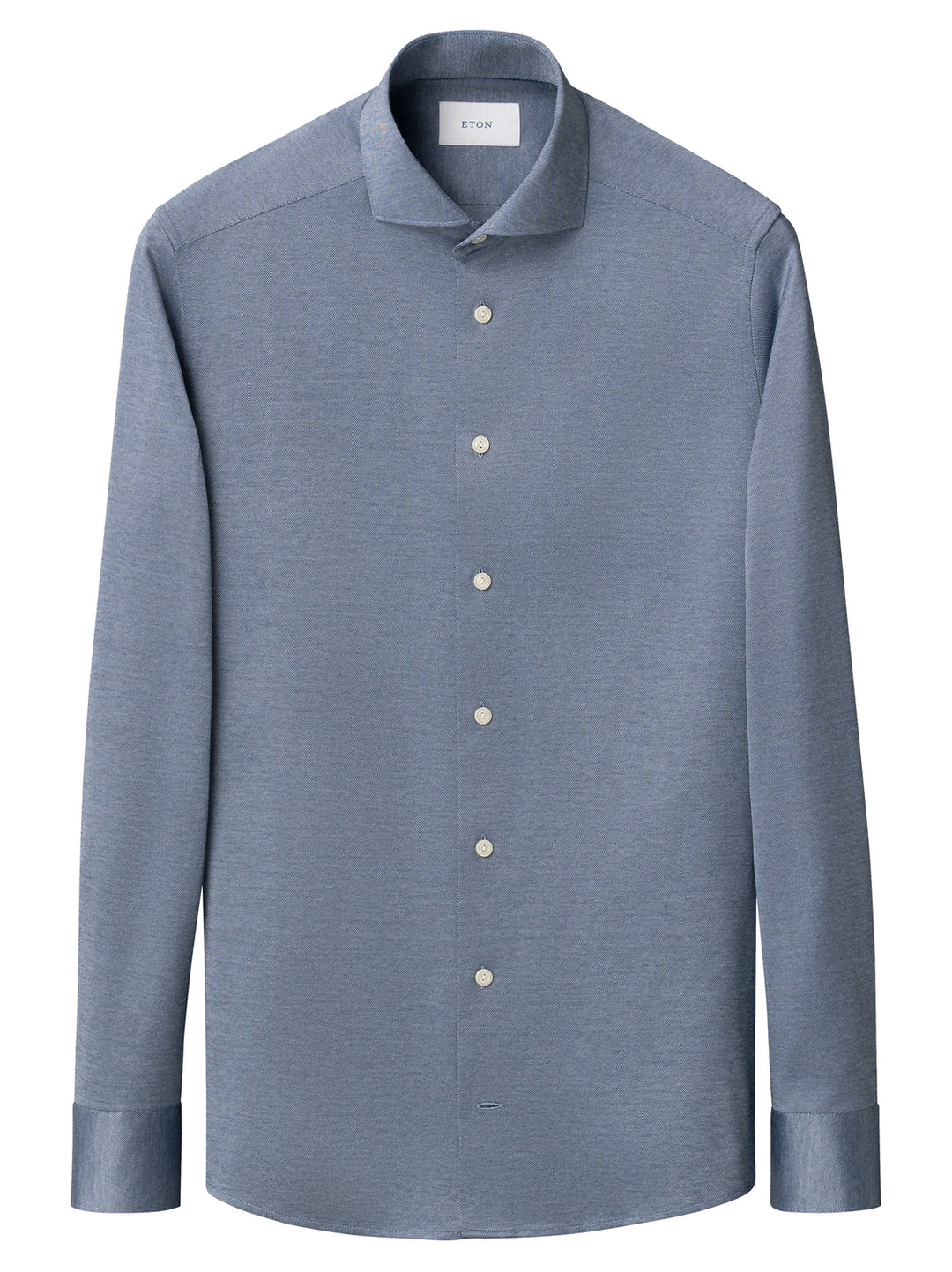 Eton Filo di Scozia Knit Shirt Slim Fit – Blauw-100% katoen -HEREN SHIRTS-Blauw