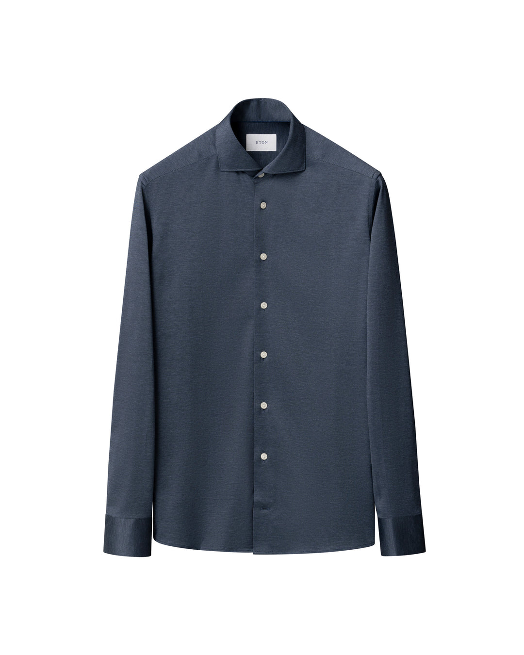 Eton Filo di Scozia Knit Shirt Slim Fit – Blauw-100% katoen-HEREN SHIRTS-Blauw