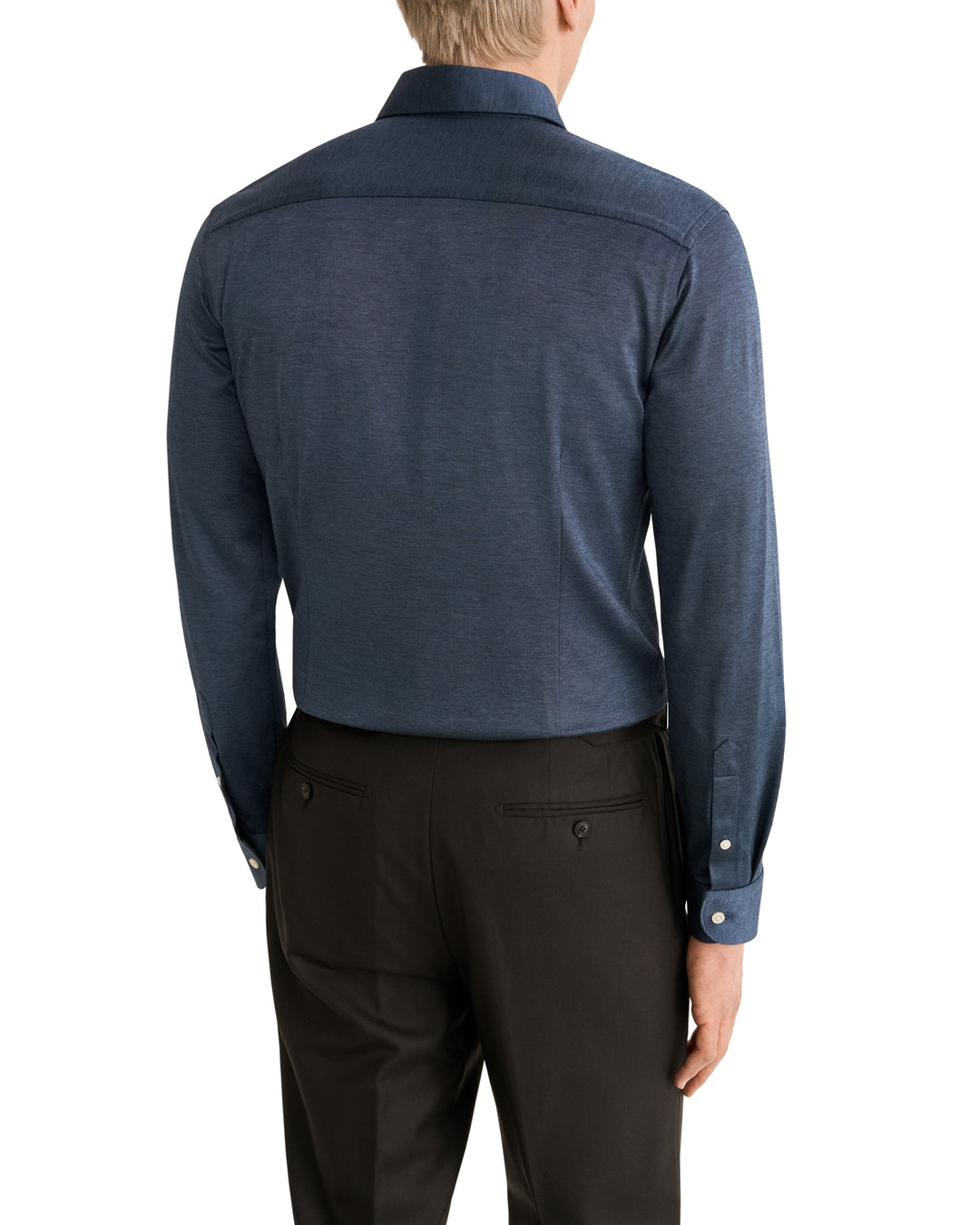 Eton Filo di Scozia Knit Shirt Slim Fit – Blauw-100% katoen-HEREN SHIRTS-Blauw