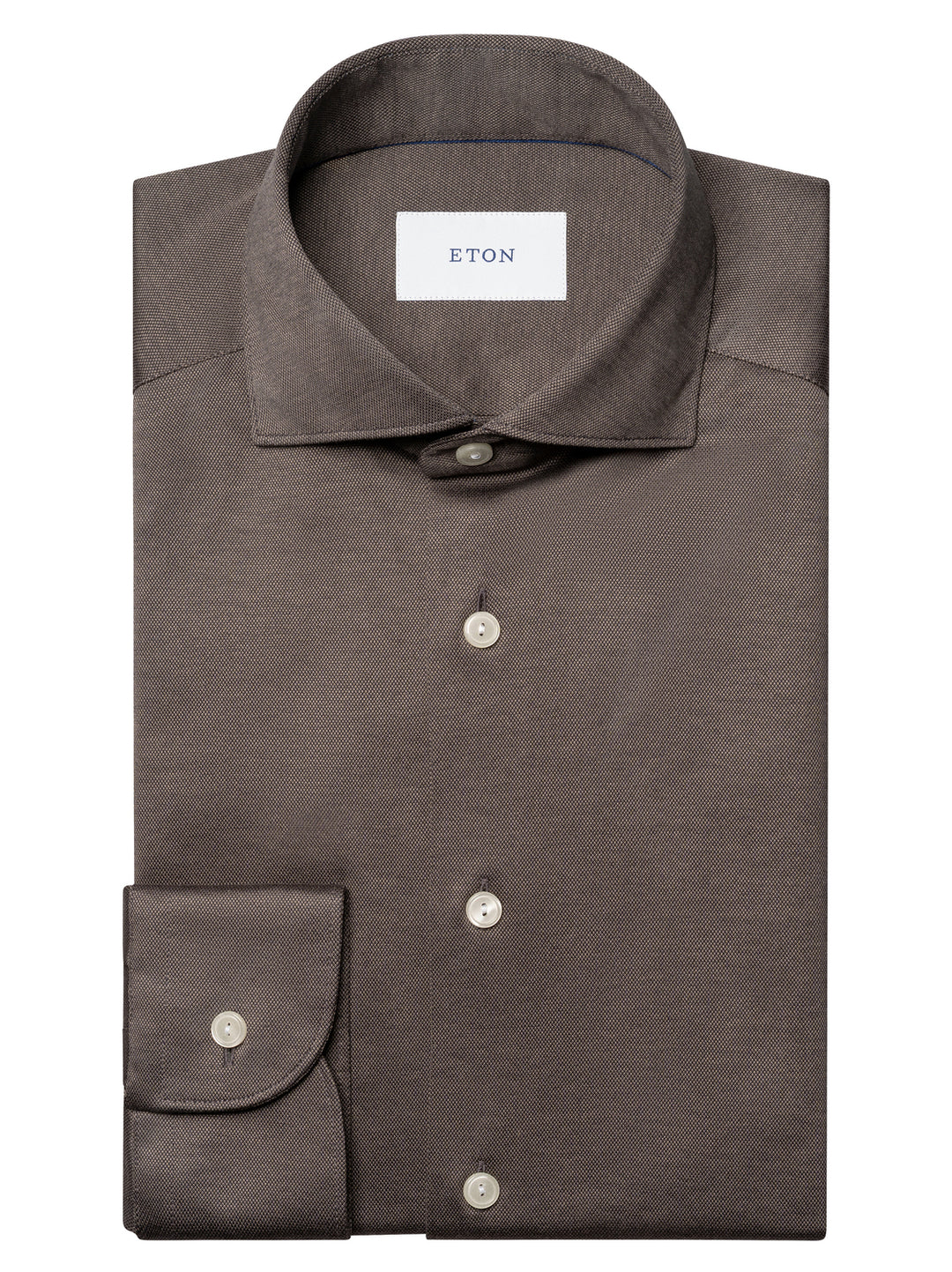 Eton Filo di Scozia Knit Shirt Slim Fit – Bruin-100% katoen-HEREN SHIRTS-Bruin