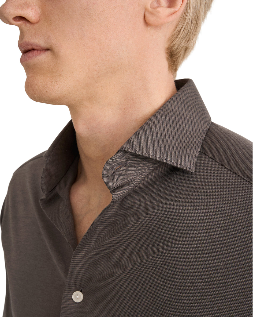 Eton Filo di Scozia Knit Shirt Slim Fit – Bruin-100% katoen-HEREN SHIRTS-Bruin