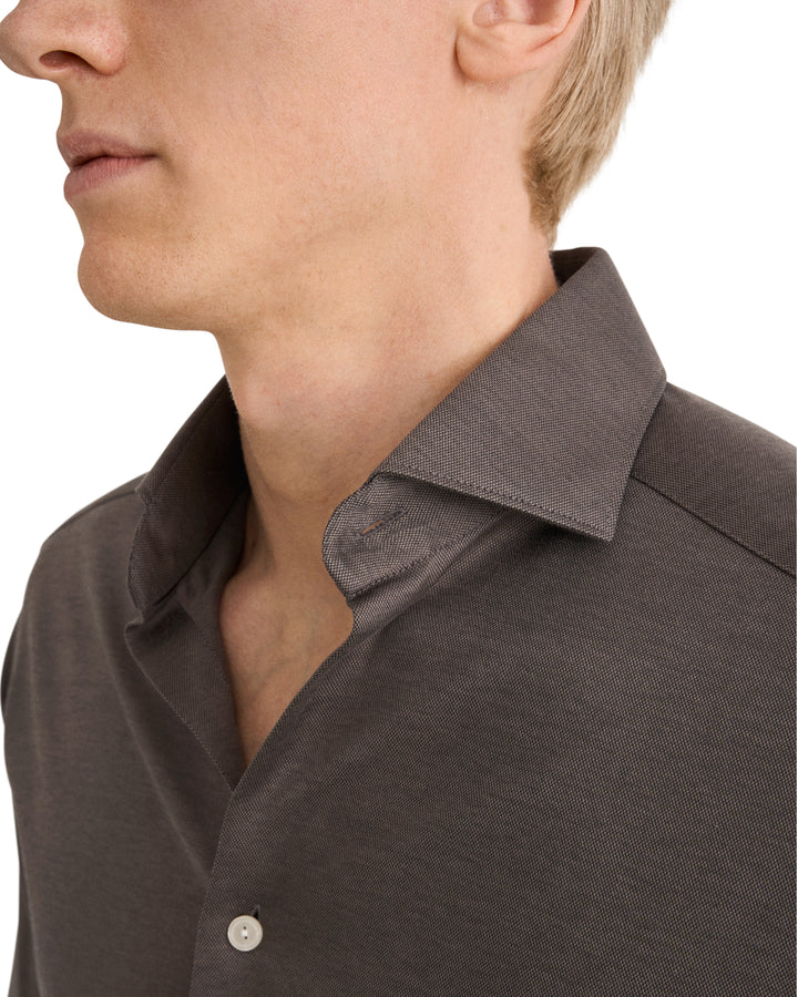 Eton Filo di Scozia Knit Shirt Slim Fit – Bruin-100% katoen-HEREN SHIRTS-Bruin