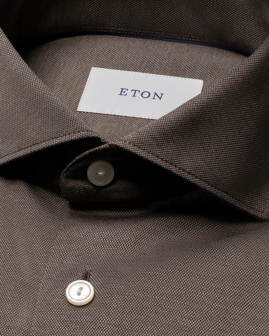 Eton Filo di Scozia Knit Shirt Slim Fit – Bruin-100% katoen-HEREN SHIRTS-Bruin