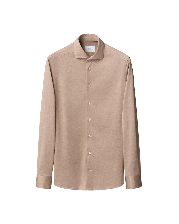 Eton Filo di Scozia Knit Shirt Slim Fit – Bruin-100% katoen-HEREN SHIRTS-Bruin
