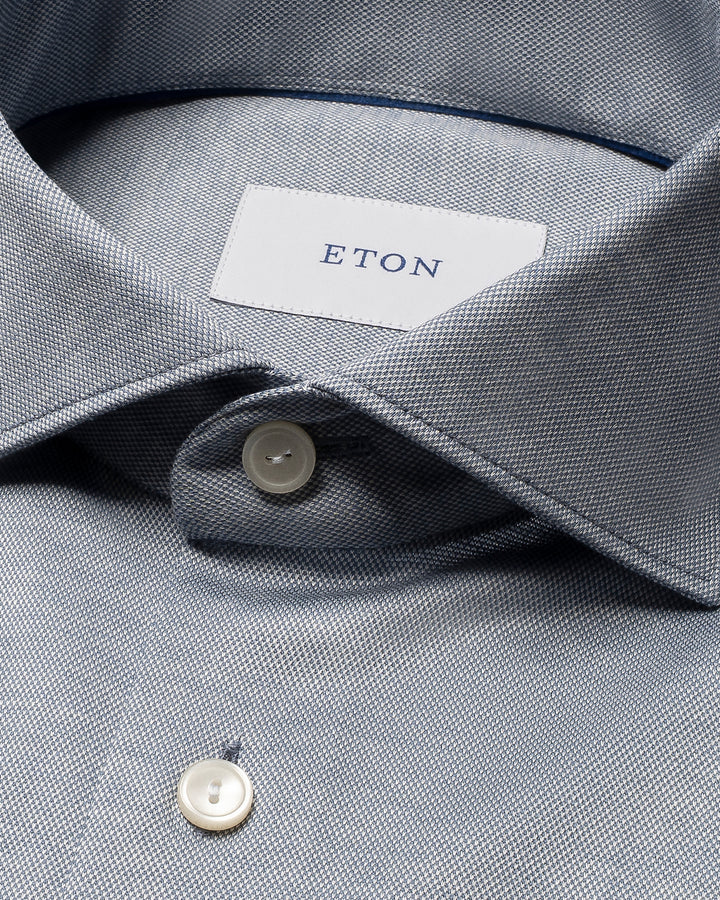Eton Filo di Scozia Knit Shirt Slim Fit – Grijs-100% katoen-HEREN SHIRTS-Grijs
