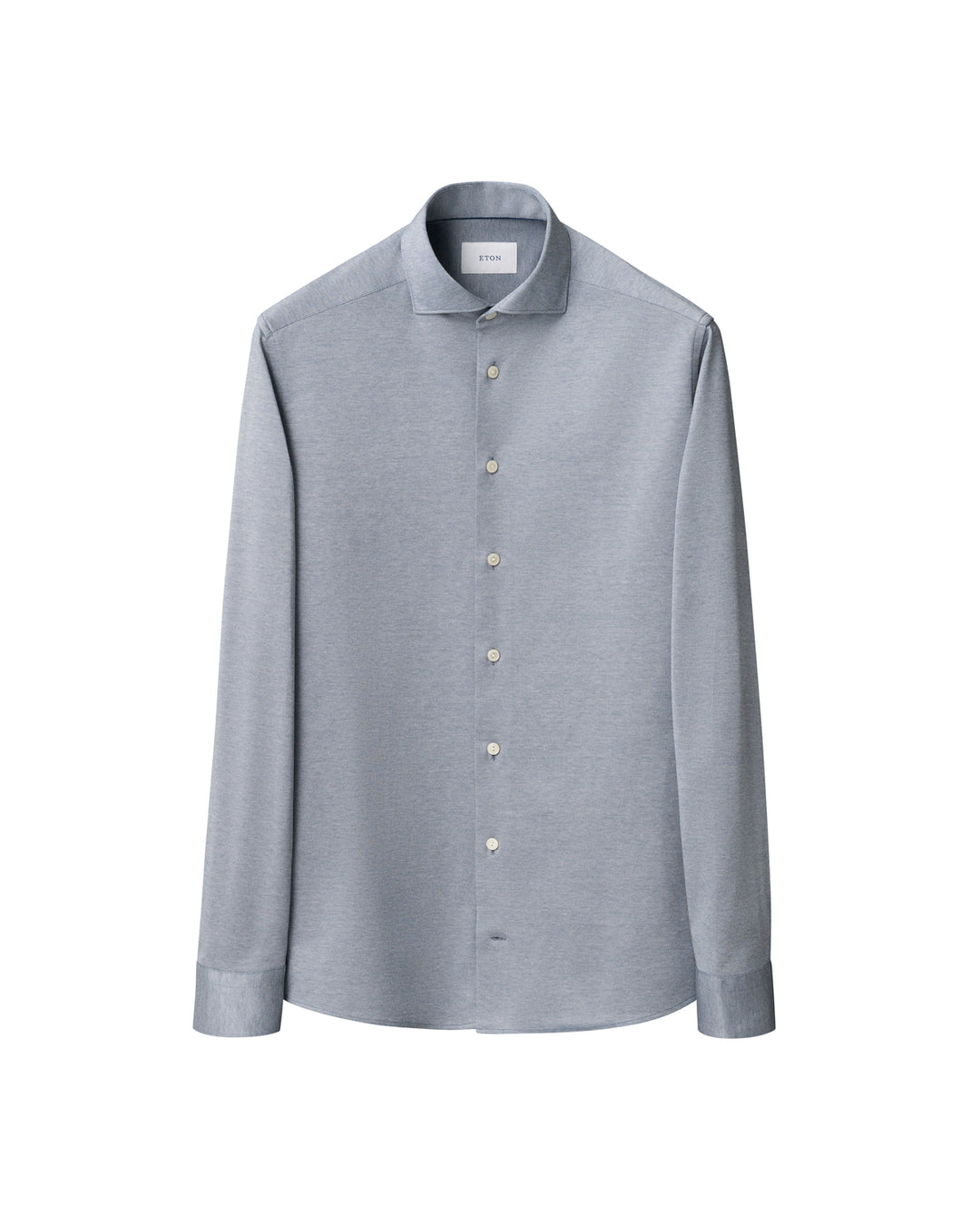Eton Filo di Scozia Knit Shirt Slim Fit – Grijs-100% katoen-HEREN SHIRTS-Grijs
