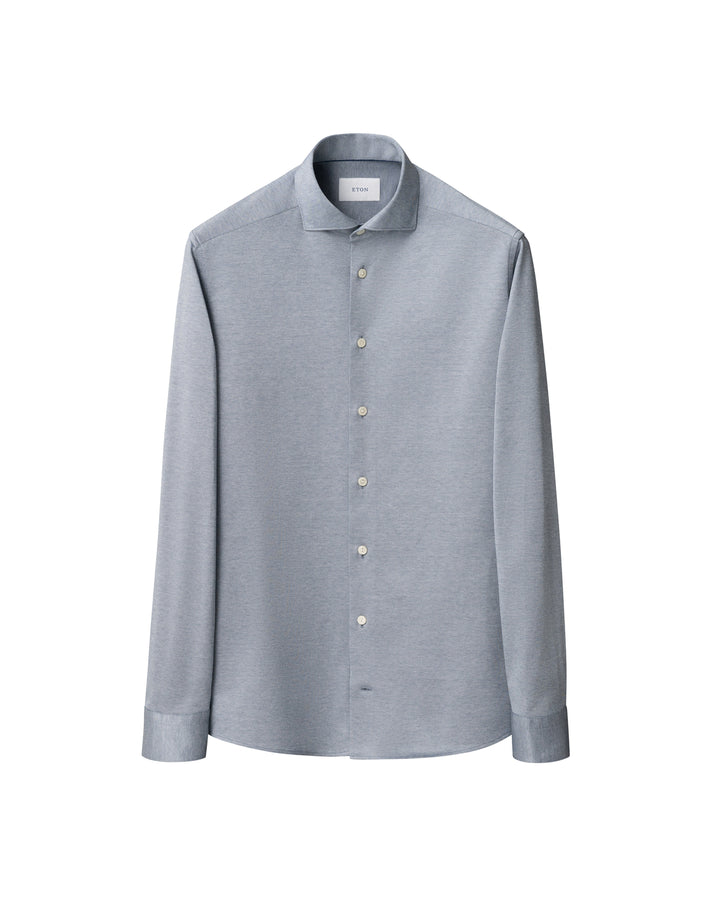 Eton Filo di Scozia Knit Shirt Slim Fit – Grijs-100% katoen-HEREN SHIRTS-Grijs