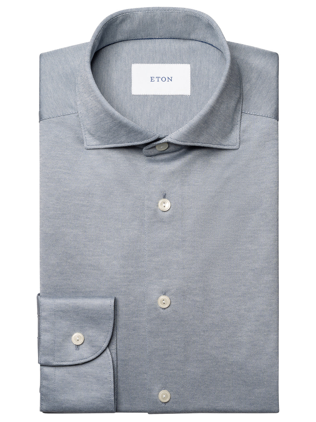Eton Filo di Scozia Knit Shirt Slim Fit – Grijs-100% katoen-HEREN SHIRTS-Grijs