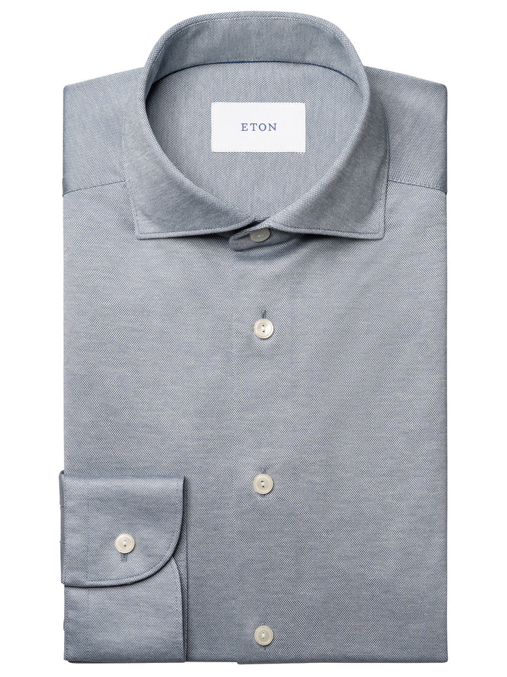Eton Filo di Scozia Knit Shirt Slim Fit – Grijs-100% katoen-HEREN SHIRTS-Grijs