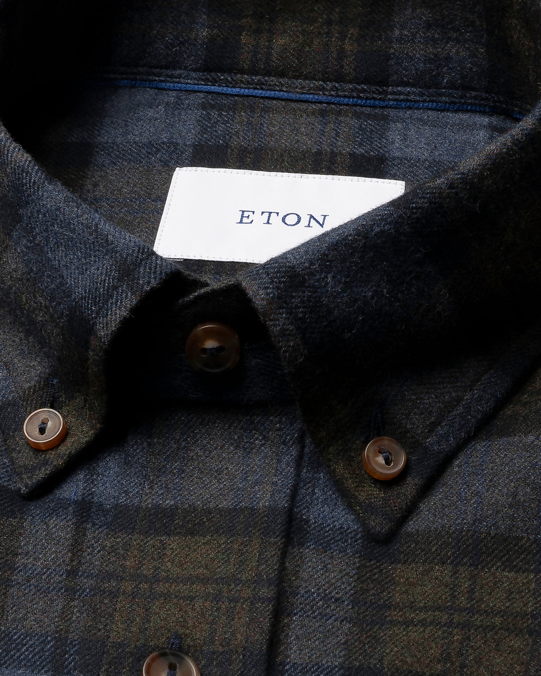 Eton Flanellen Ruitshirt – Blauw-100% katoen-HEREN SHIRTS-Blauw