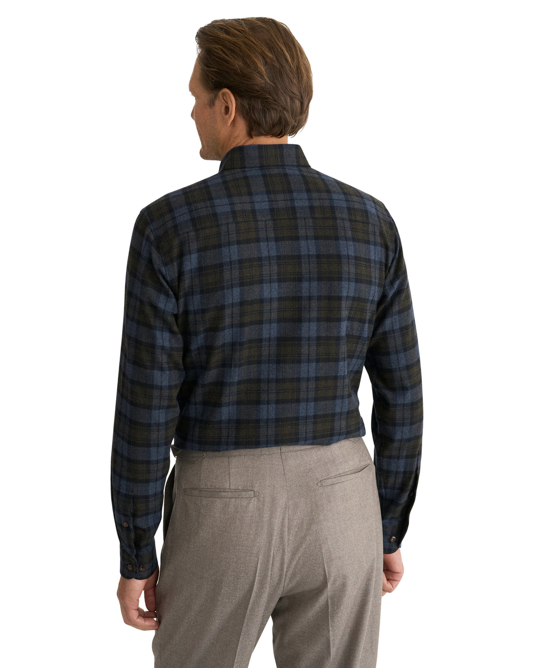 Eton Flanellen Ruitshirt – Blauw-100% katoen-HEREN SHIRTS-Blauw