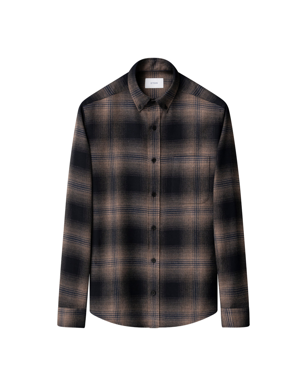 Eton Flanellen Ruitshirt – Bruin-100% katoen-HEREN SHIRTS-Bruin