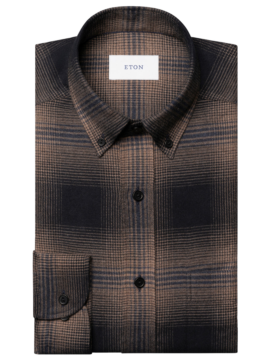 Eton Flanellen Ruitshirt – Bruin-100% katoen-HEREN SHIRTS-Bruin