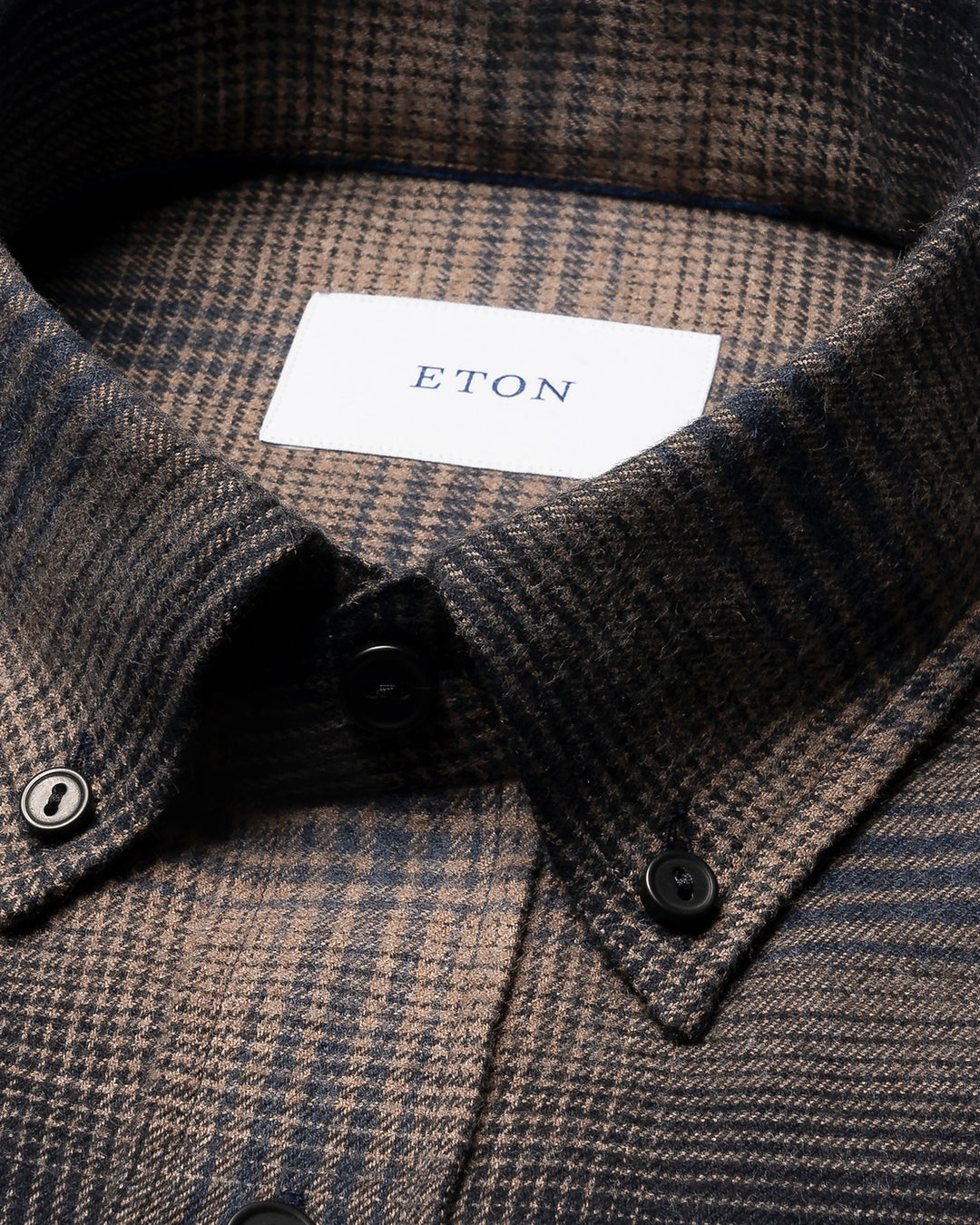Eton Flanellen Ruitshirt – Bruin-100% katoen-HEREN SHIRTS-Bruin