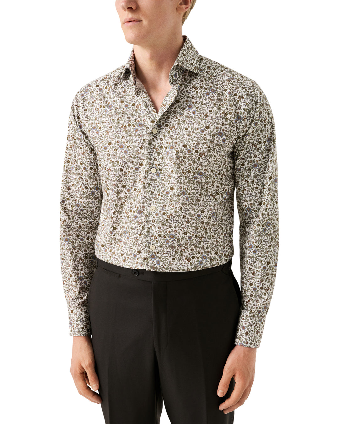 Eton Floral Print Signature Twill Shirt – Groen-100% katoen -HEREN SHIRTS-Groen