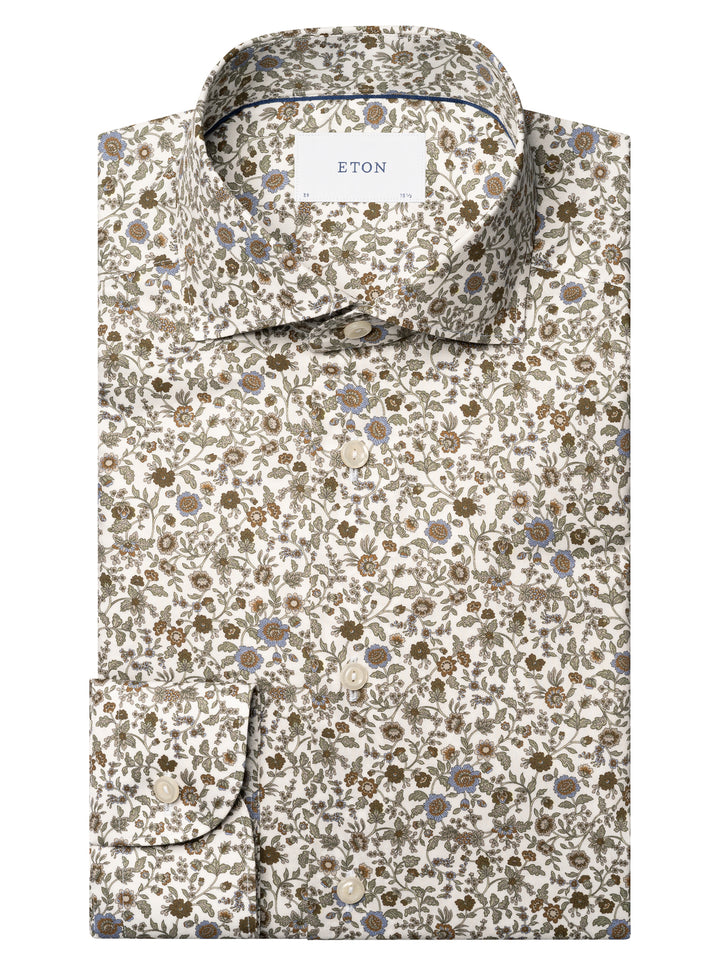 Eton Floral Print Signature Twill Shirt – Groen-100% katoen -HEREN SHIRTS-Groen
