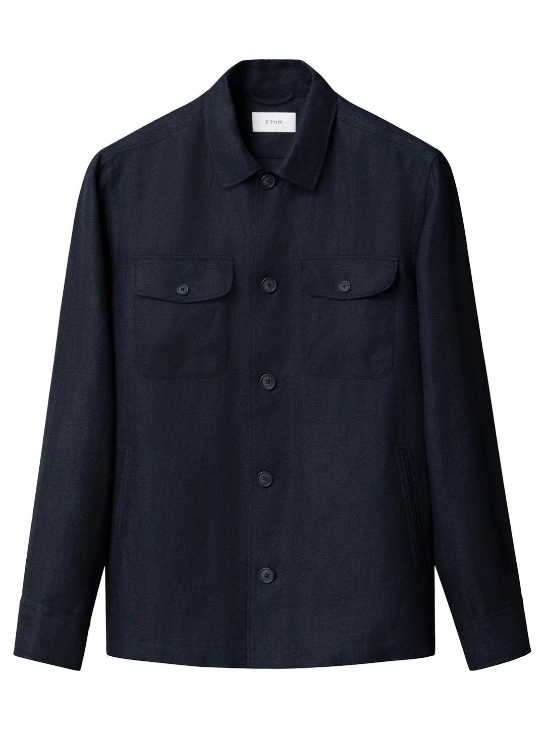 Eton Four Pocket Overshirt – Blauw-63% linnen, 37% lyocell-HEREN SHIRTS-Blauw