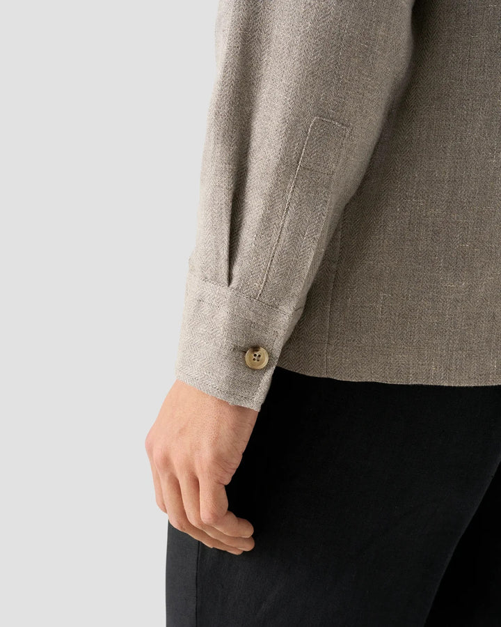 Eton Four Pocket Overshirt - Grijs-63% linnen, 37% lyocell-HEREN SHIRTS-Grijs