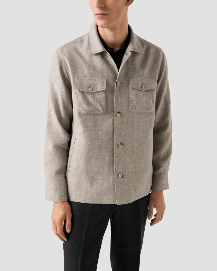 Eton Four Pocket Overshirt - Grijs-63% linnen, 37% lyocell-HEREN SHIRTS-Grijs