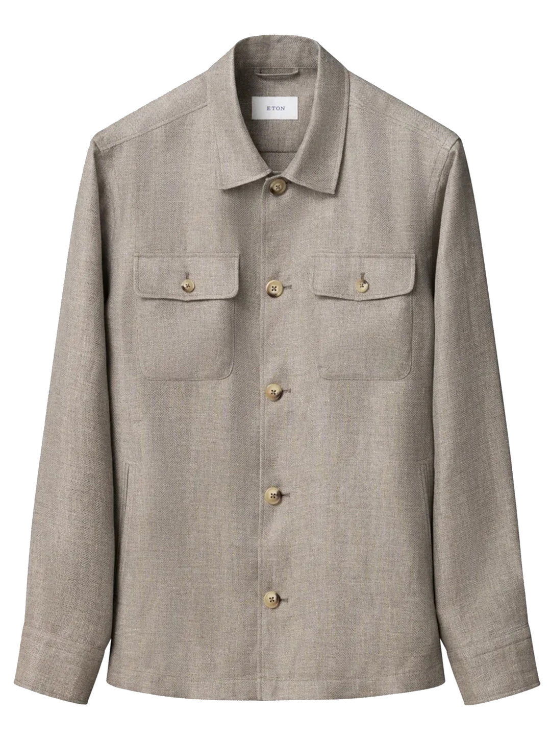 Eton Four Pocket Overshirt - Grijs-63% linnen, 37% lyocell-HEREN SHIRTS-Grijs