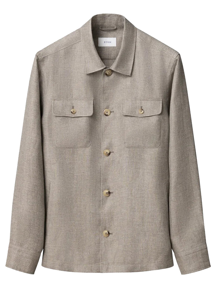 Eton Four Pocket Overshirt - Grijs-63% linnen, 37% lyocell-HEREN SHIRTS-Grijs