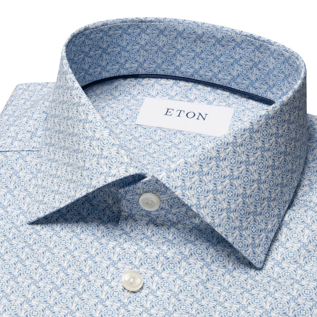 Eton Geometric Signature Twill Shirt slim fit-100% katoen-HEREN SHIRTS-Blauw