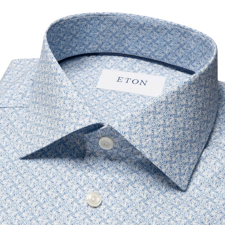 Eton Geometric Signature Twill Shirt slim fit-100% katoen-HEREN SHIRTS-Blauw