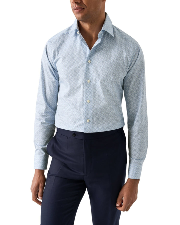 Eton Geometric Signature Twill Shirt slim fit-100% katoen-HEREN SHIRTS-Blauw