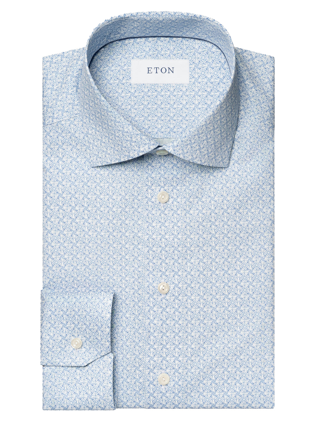 Eton Geometric Signature Twill Shirt slim fit-100% katoen-HEREN SHIRTS-Blauw