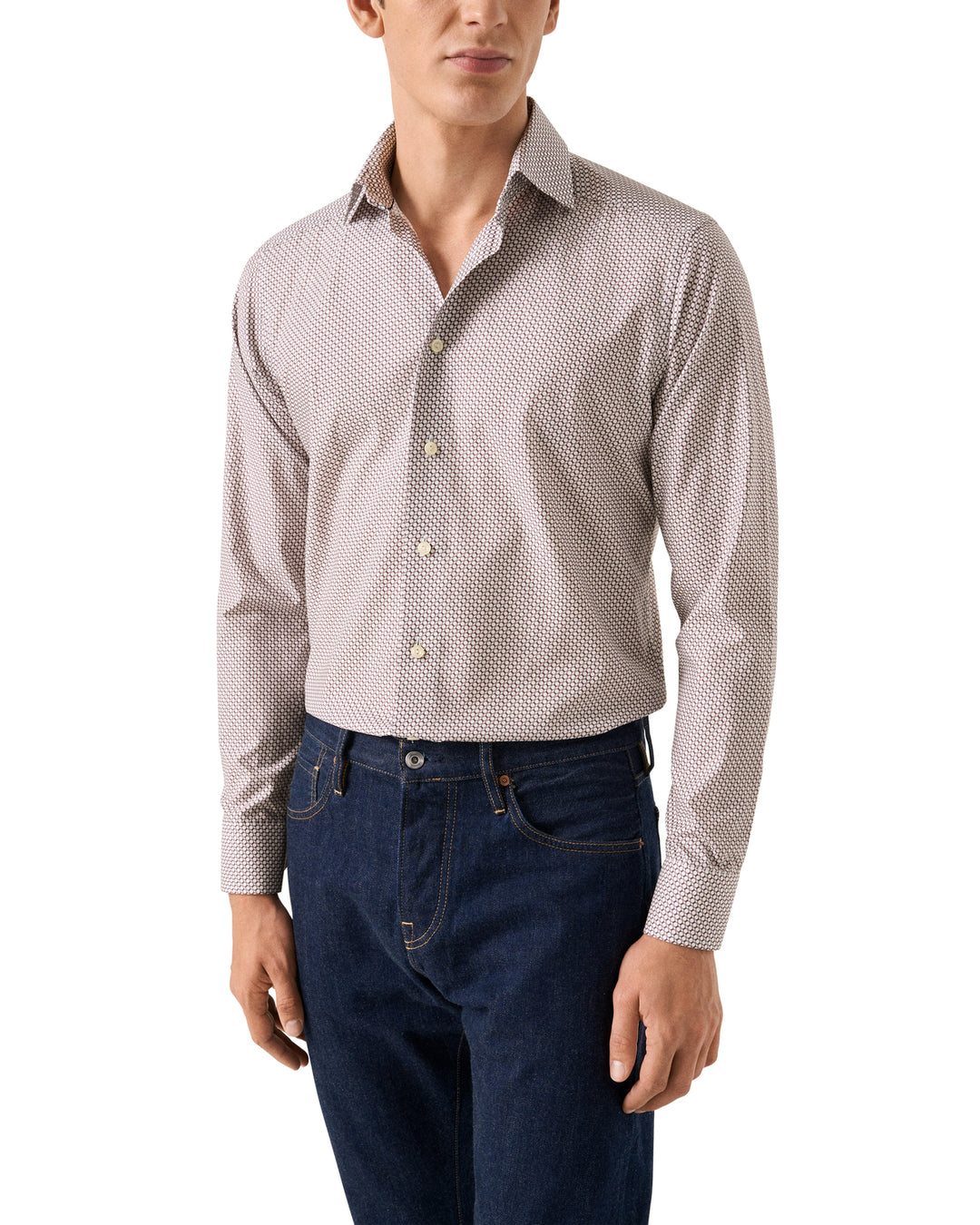 Eton Geometric Twill Shirt Conteporary Fit – Rood-100% katoen-HEREN SHIRTS-Rood