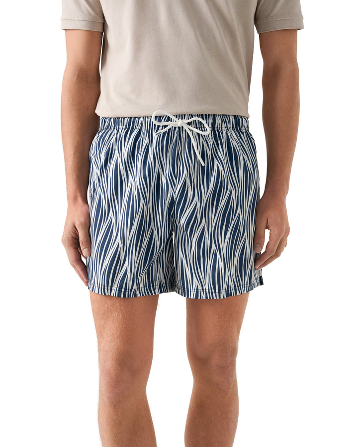 Eton Geometrical Stripe Swim Shorts – Blauw-100% polyester-HEREN BROEKEN-Blauw