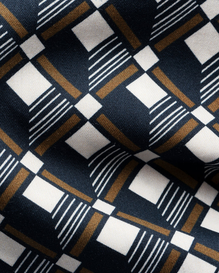 Eton Geometrisch Shirt Contemporary-61% katoen, 39% lyocell-HEREN SHIRTS-Blauw