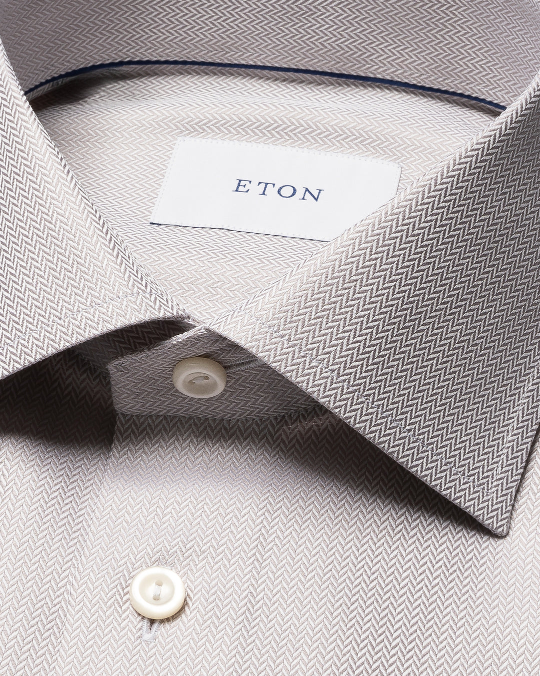 Eton Herringbone Signature Twill Shirt  – Beige-100% katoen-HEREN SHIRTS-Beige