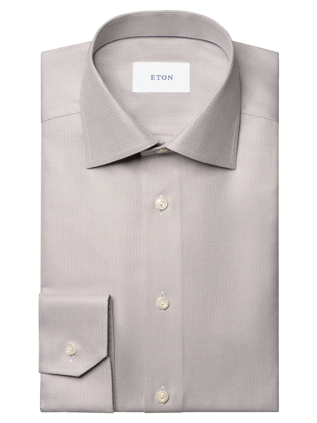 Eton Herringbone Signature Twill Shirt  – Beige-100% katoen-HEREN SHIRTS-Beige