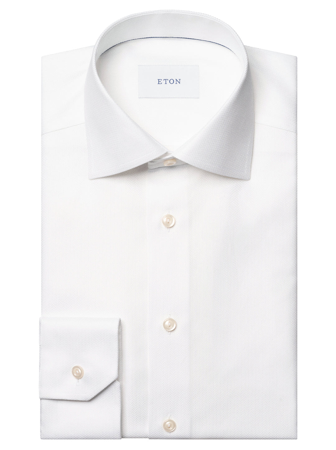 Eton Herringbone Signature Twill Shirt Slim – Wit-100% katoen-HEREN SHIRTS-Wit