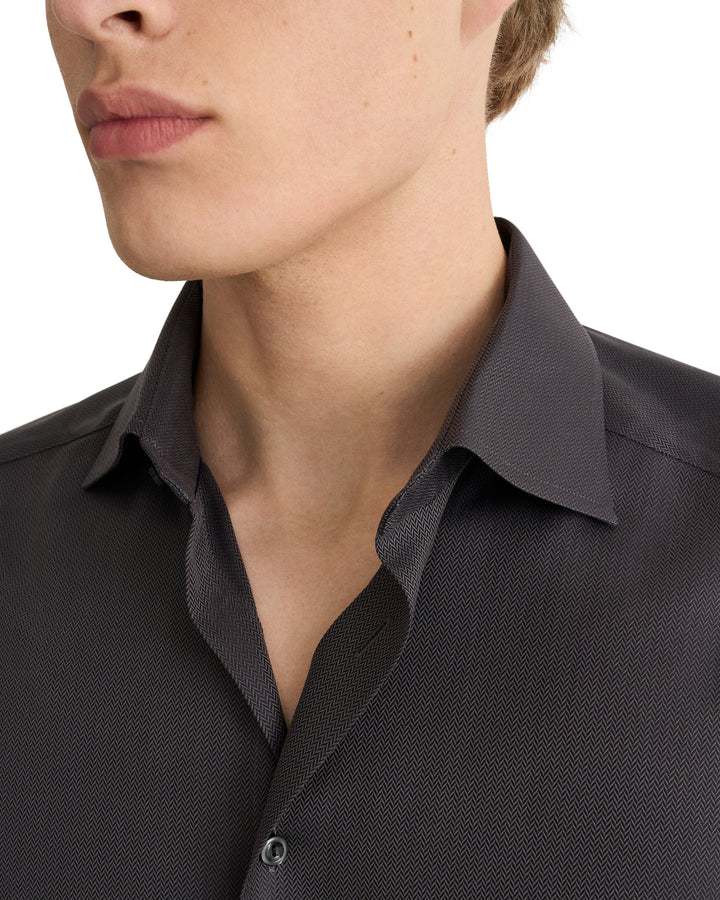 Eton Herringbone Signature Twill Shirt Slim– Zwart-100% katoen-HEREN SHIRTS-Zwart