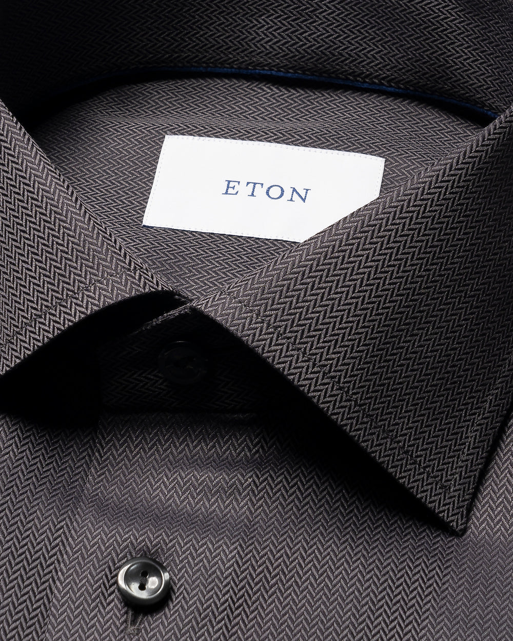 Eton Herringbone Signature Twill Shirt Slim– Zwart-100% katoen-HEREN SHIRTS-Zwart