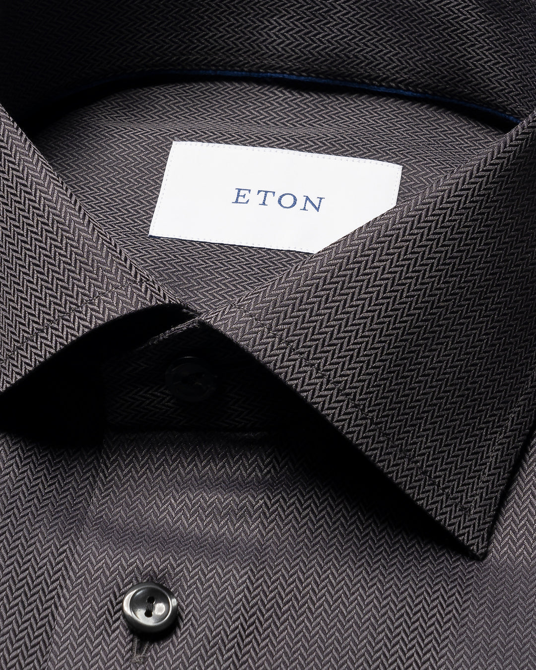 Eton Herringbone Signature Twill Shirt Slim– Zwart-100% katoen-HEREN SHIRTS-Zwart