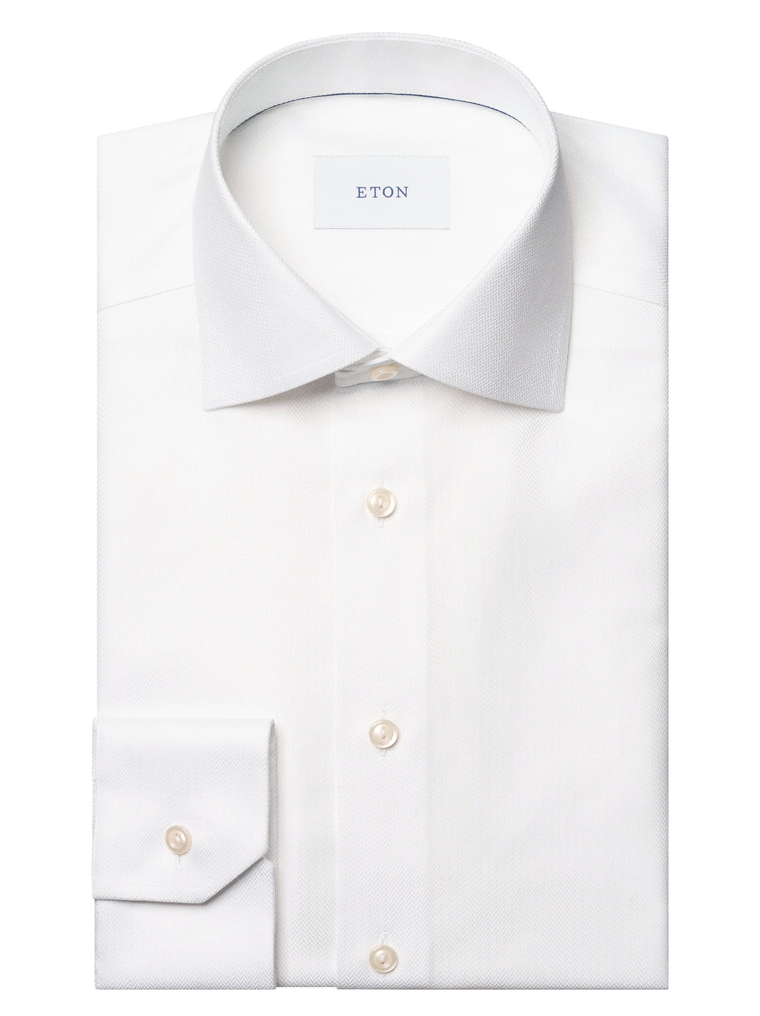 Eton Herringbone Signature Twill Shirt – Wit-100% katoen-HEREN SHIRTS-Wit