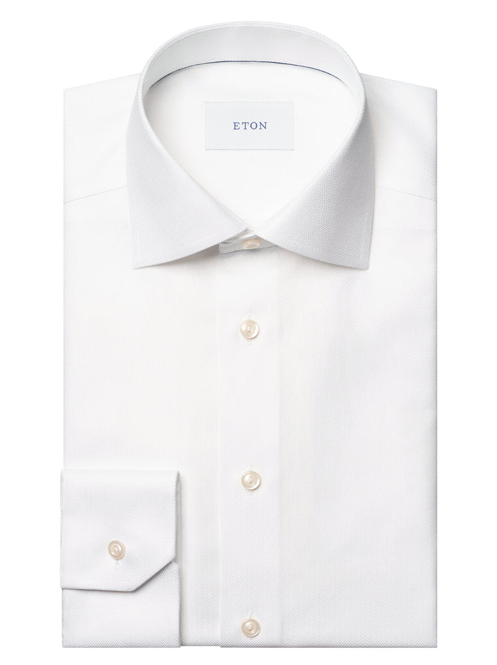 Eton Herringbone Signature Twill Shirt – Wit-100% katoen-HEREN SHIRTS-Wit