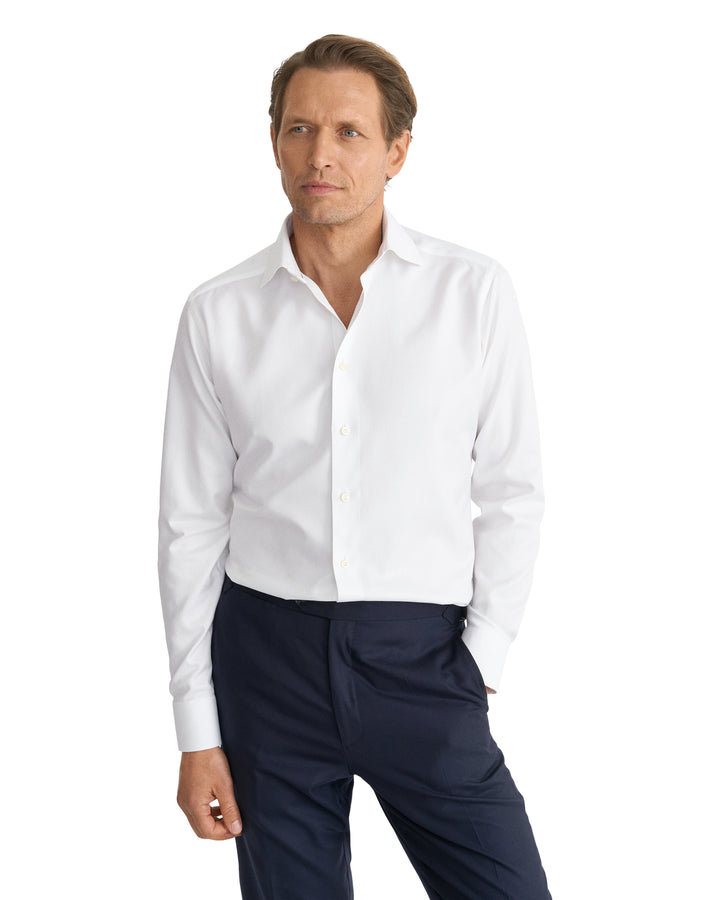 Eton Herringbone Signature Twill Shirt – Wit-100% katoen-HEREN SHIRTS-Wit