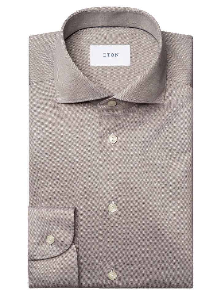 Eton Houndstooth Twill Shirt – Bruin-100% katoen-HEREN SHIRTS-Bruin