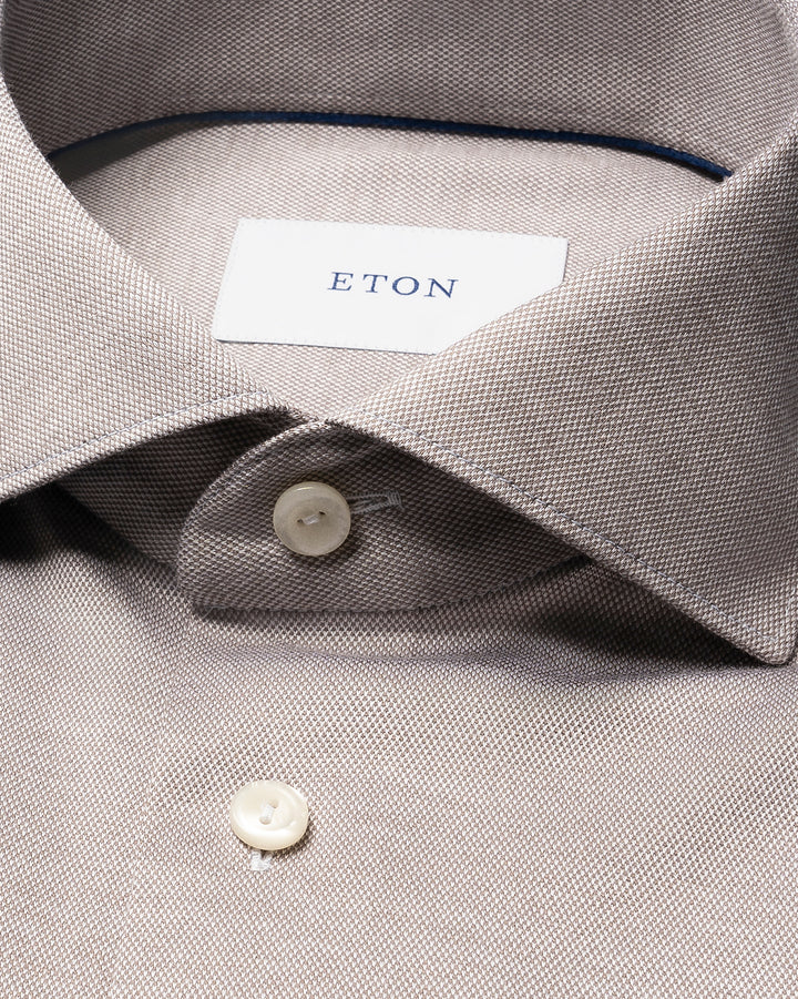 Eton Houndstooth Twill Shirt – Bruin-100% katoen-HEREN SHIRTS-Bruin