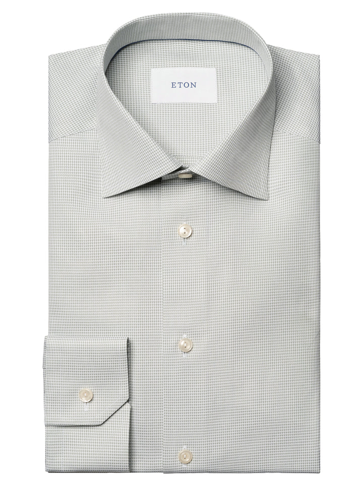 Eton Houndstooth Twill Shirt – Grijs-100% katoen-HEREN SHIRTS-Groen
