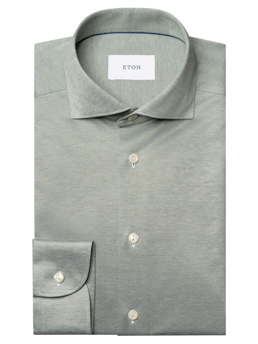 Eton Houndstooth Twill Shirt – Groen-100% katoen-HEREN SHIRTS-Groen