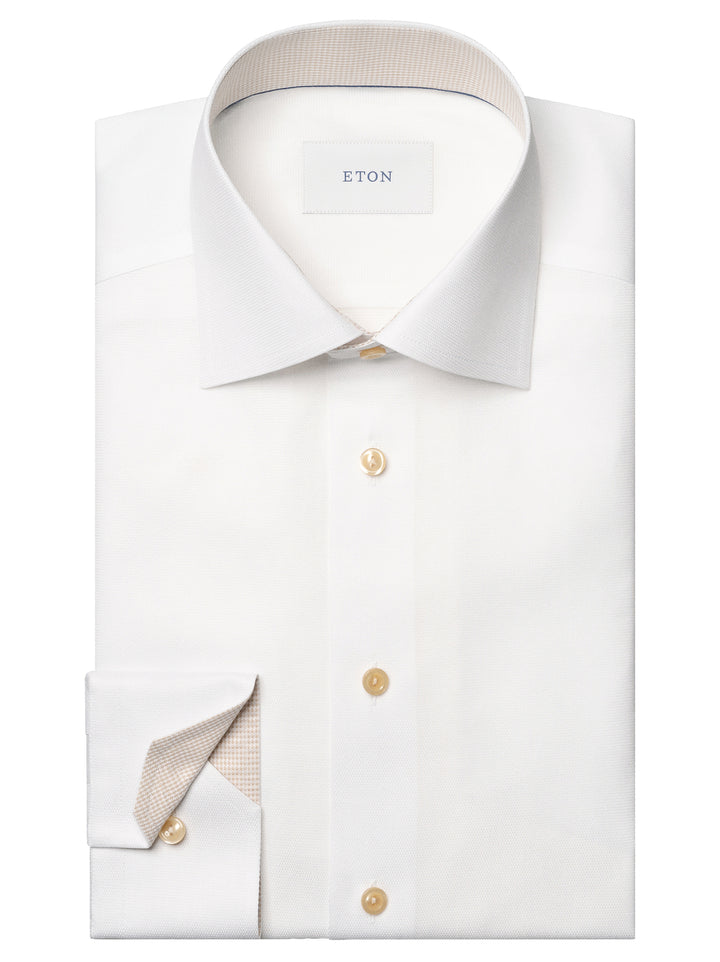 Eton Houndstooth Twill Shirt – Wit-100% katoen-HEREN SHIRTS-Wit